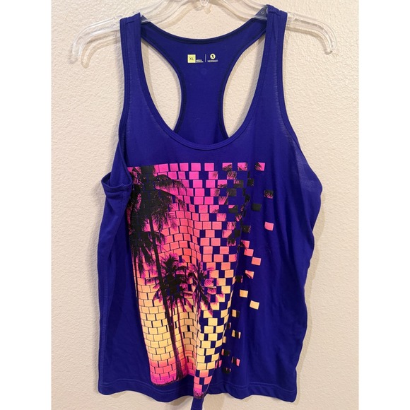 Xersion Tops - Xersion Women's Royal Blue Palm Tree Graphic Racerback Tank Top XL